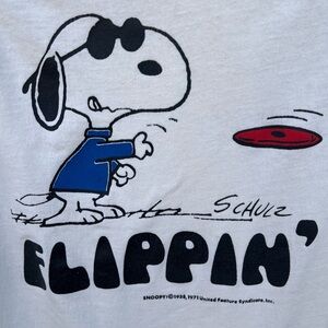 VTG Snoopy Flippin’ Frisbee Baseball Raglan T-Shirt 1971 Artex USA Schultz FLAWS